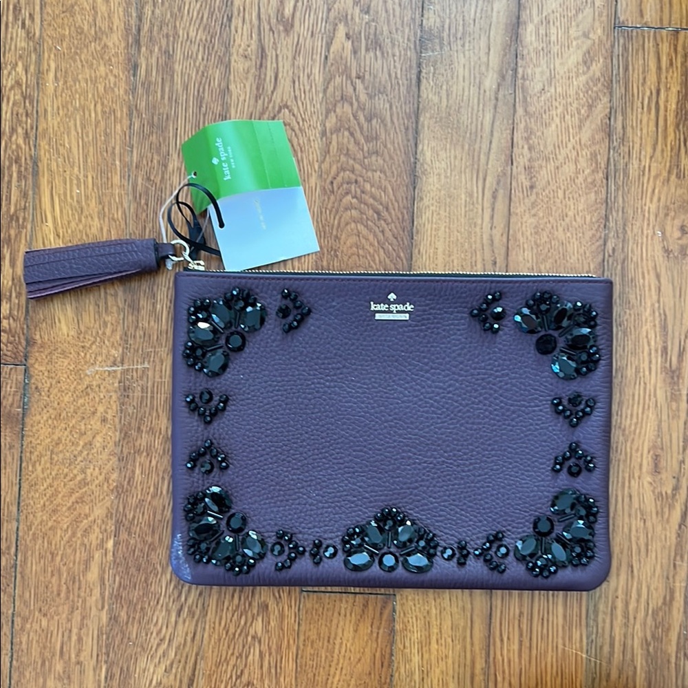 Kate Spade Purple Clutch with Black Embellishments